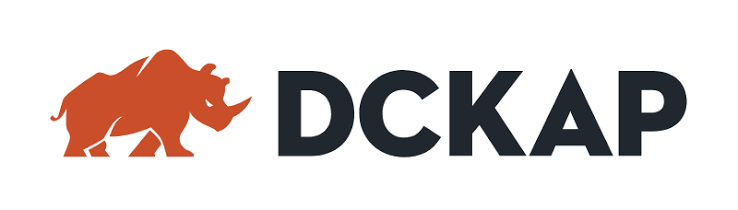 DCKAP logo featuring an orange rhinoceros silhouette