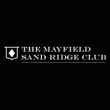 The Mayfield Sand Ridge Club white logo on black background